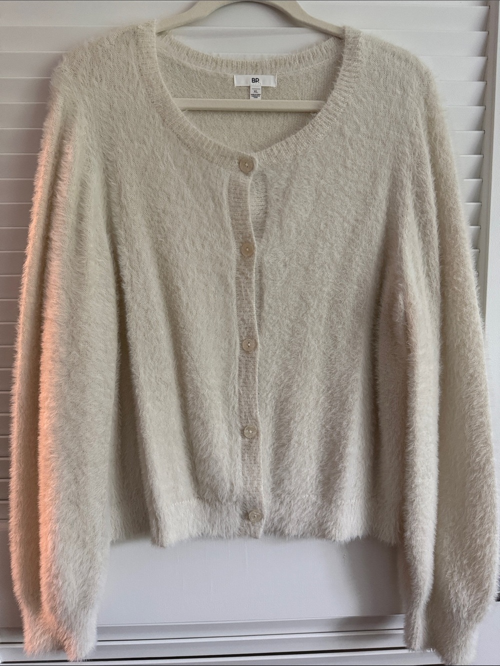 bp Cream Fuzzy Button-Front Cardigan